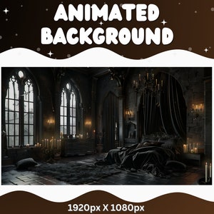 Vtuber Animierter Hintergrund Gothic Twitch LoFi Stream Overlay Vtuber Hintergrund für Streamen Vtuber Schwarzer Raum Gothic Twitch Halloween Raum