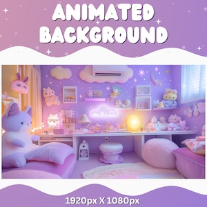 Vtuber Animated Background Purple Twitch LoFi Stream Overlay Vtuber Seamless Looped Background for Streaming Vtuber Pink Room Cute Demure