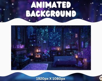 Purple Witch Room: Animated Vtuber Stream Background Twitch Animated Background Vtuber Animated Background Purple Witch Twitch Fantasy