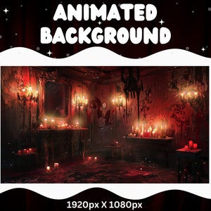 Vtuber Animated Background: Pentagram Horror Red Room Stream Overlay