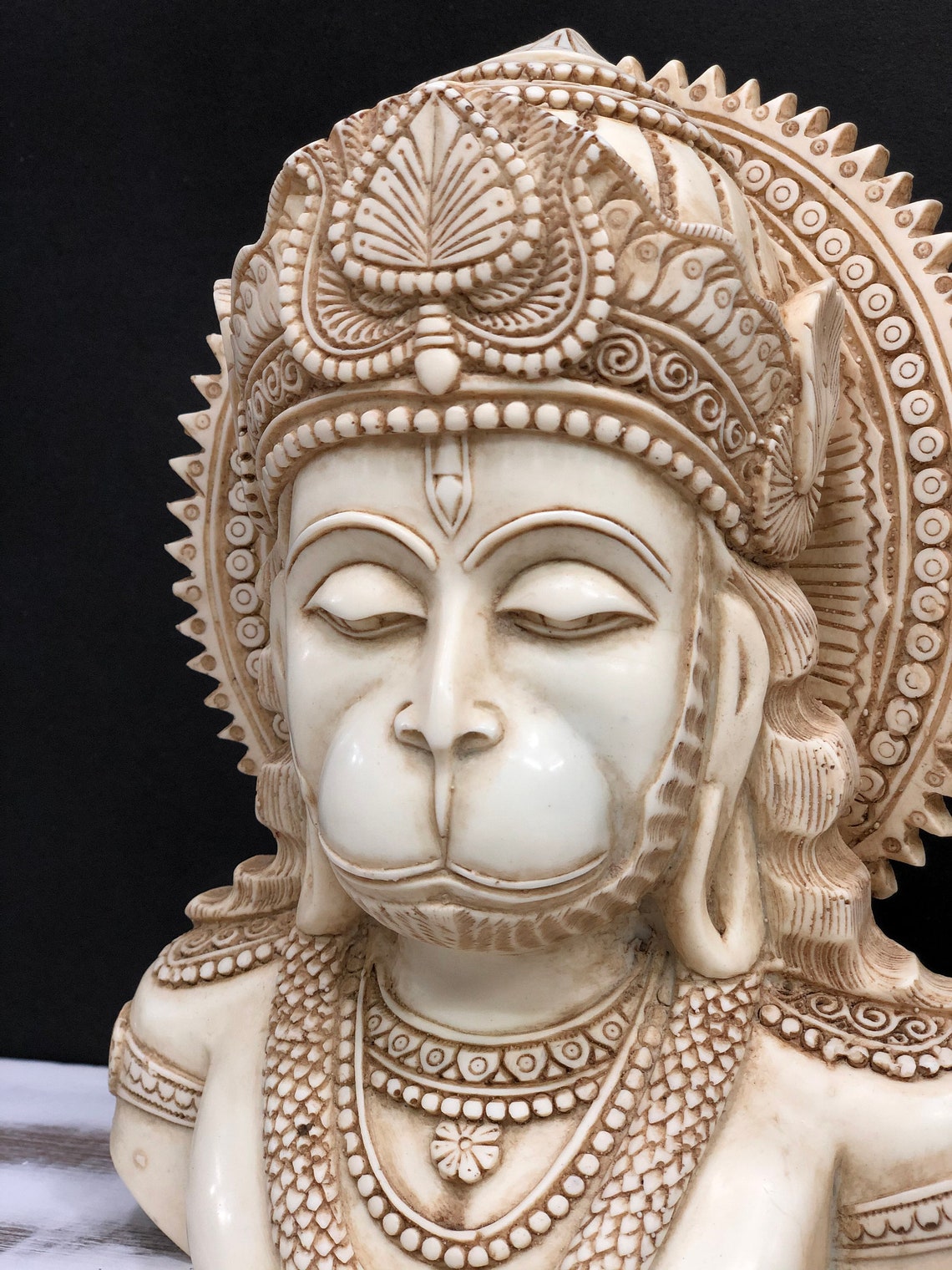 20 Cm Hanuman Statue Marble Dust Bust Hanumanmonkey God Hindu Etsy