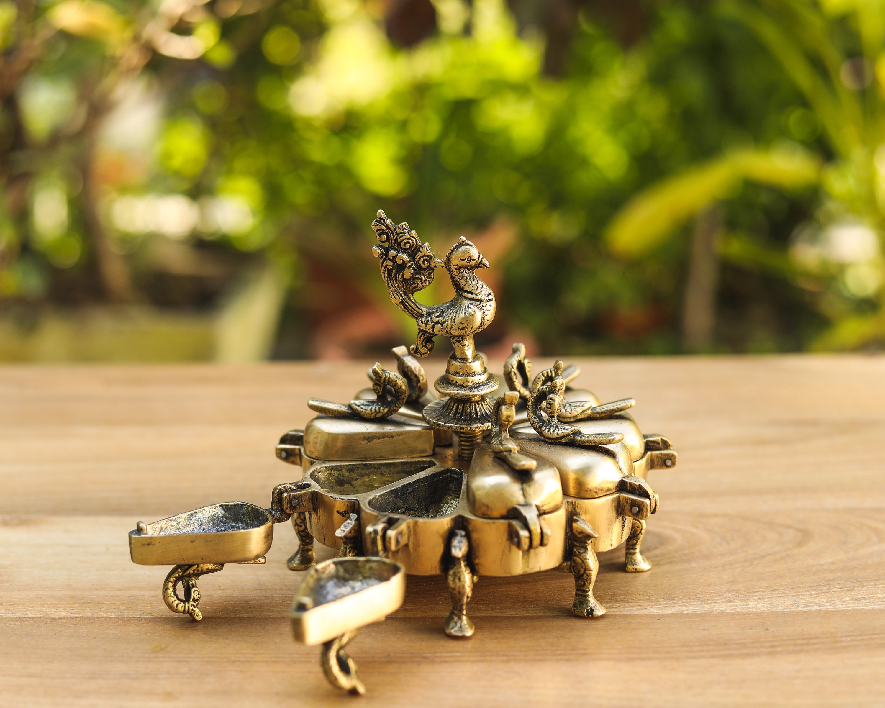 Brass Vintage Style Indian Bird Box 6 Compartment Box Etsy