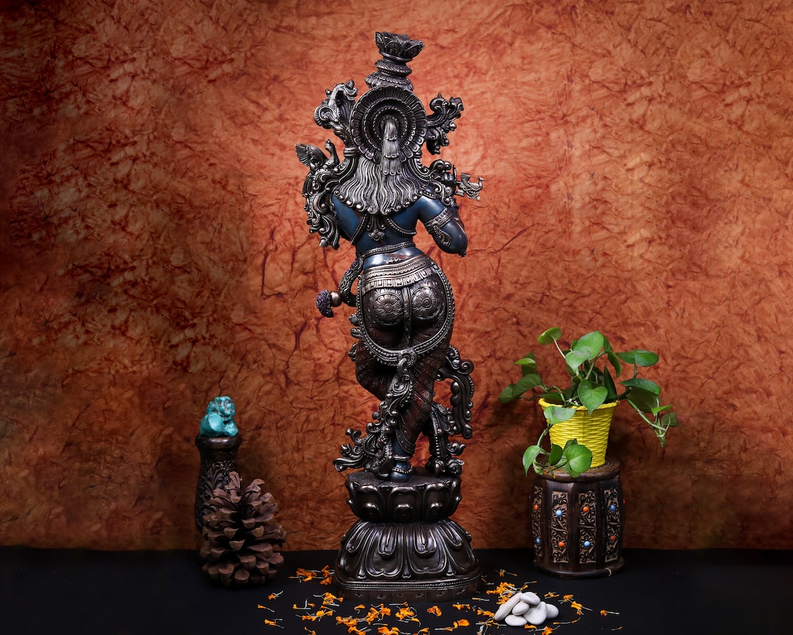 74 cm Krishna statue outdoor Krishna garden statue Home Etsy