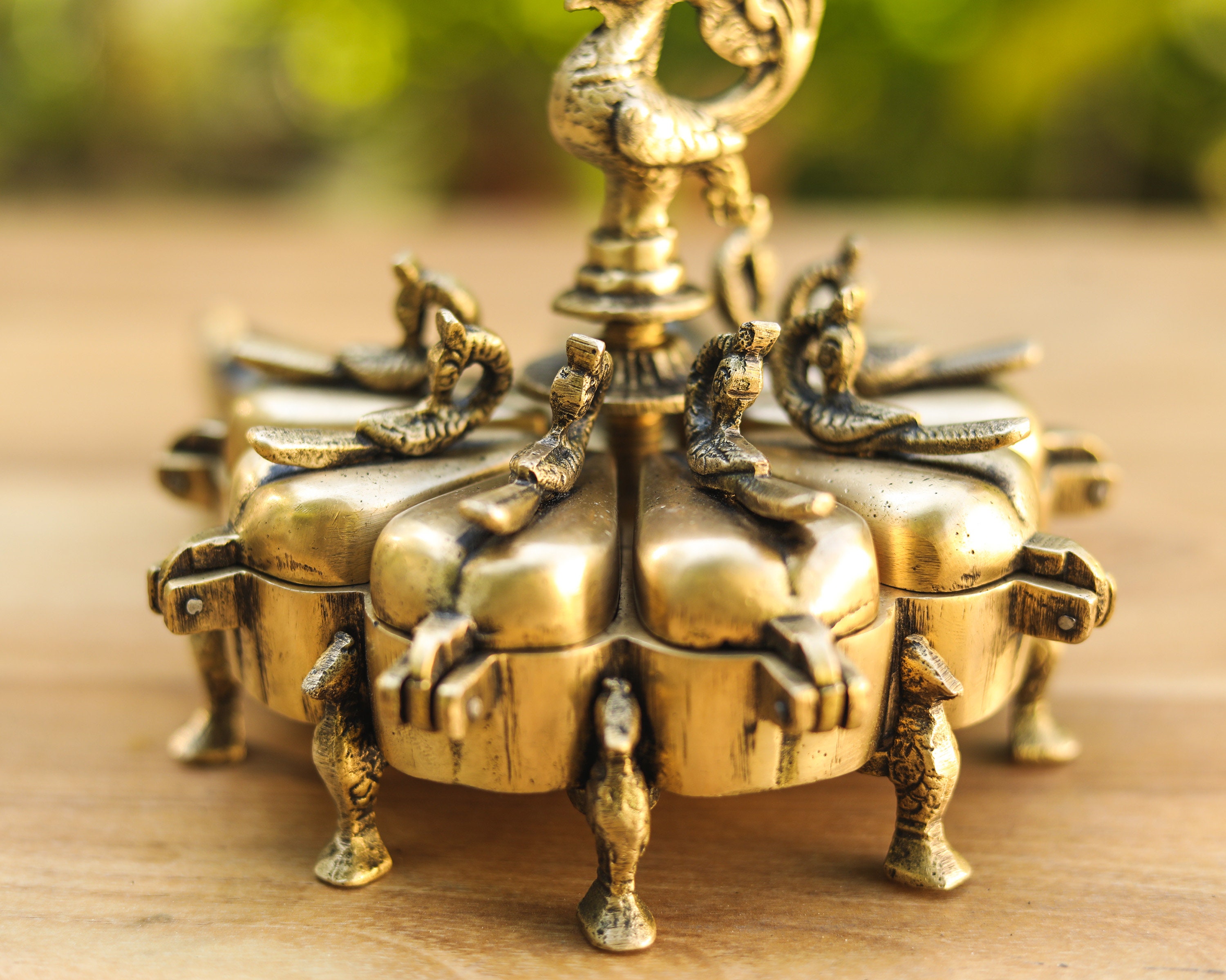 Brass Vintage Style Indian Bird Box 6 Compartment Box Etsy