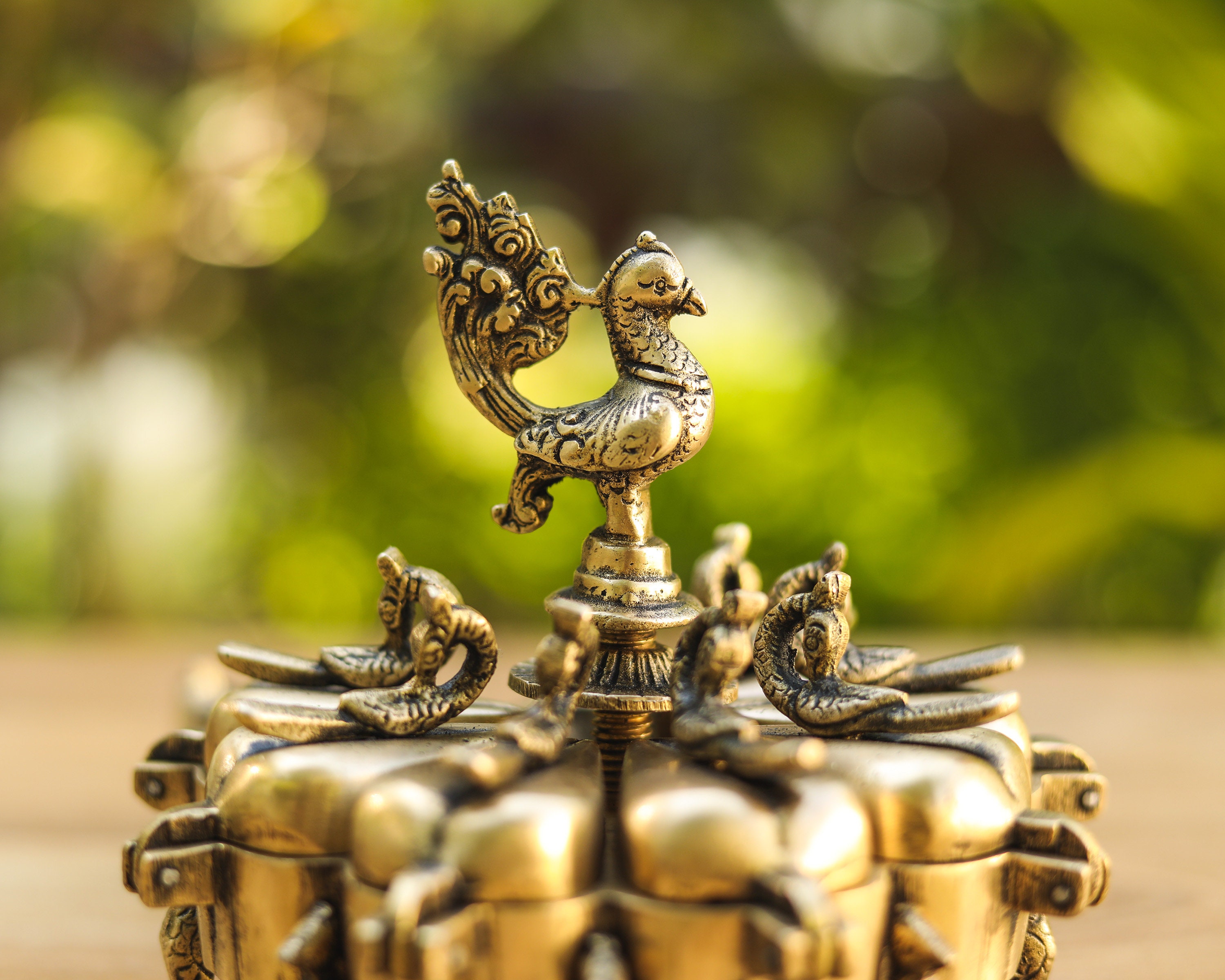 Brass Vintage Style Indian Bird Box 6 Compartment Box Etsy