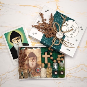 Saint Charbel-geschenkdoos - relikwiekaart