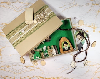 Saint Charbel Cedar Wood Icon Gift Box