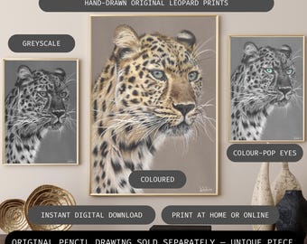 Leopard Wall Art Bundle | Realistic, Monochrome, Pop Art Prints (Digital Download)