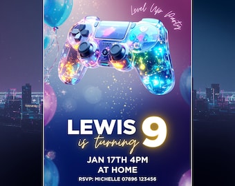 Video Game Controller Birthday Invitation | Level Up Party Invite (Digital Download)