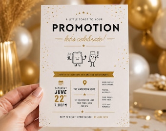 Promotion Party Invitation Editable Canva Template | Job Promotion Invite Milestone | Digital Download Instant