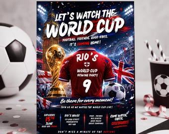 England World Cup Viewing Party Invitation  | Editable Football Watch Party Invite UK (Digital Download)