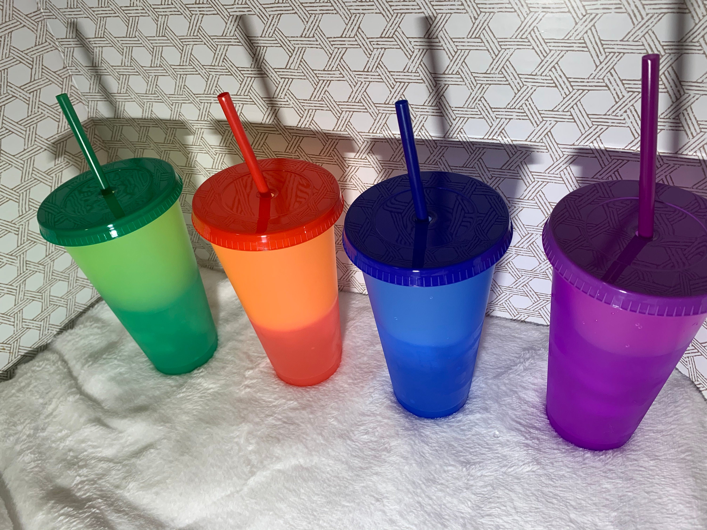 Personalized Color Changing Cup with Lid and Straw Etsy