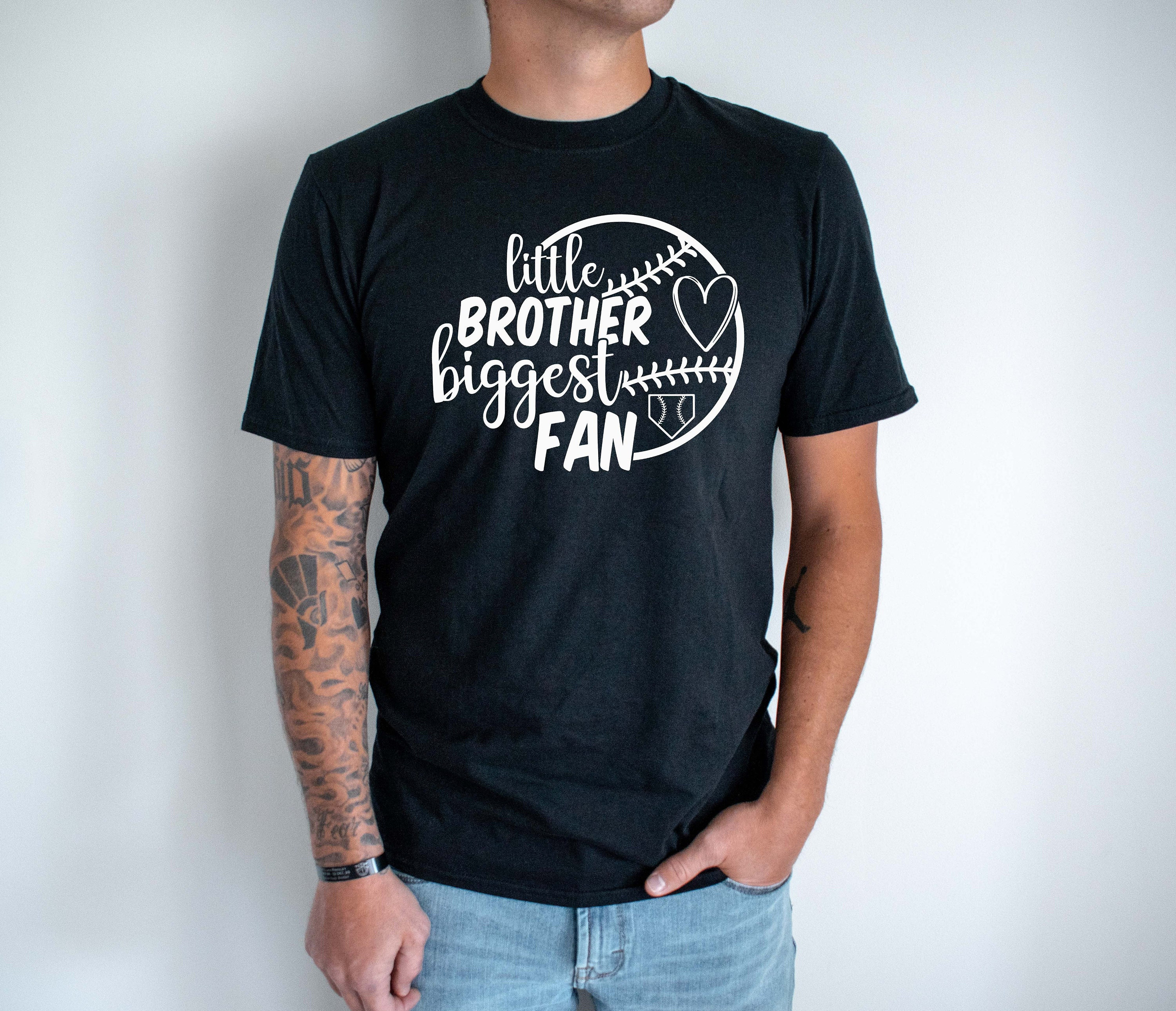 Discover Little Brother Biggest Fan, Baseball Little Brother Shirt, Brother Baseball T-Shirt