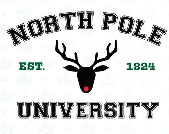 North Pole University SVG, Png, Jpg, Pdf, Printable, Digital, Instant Download