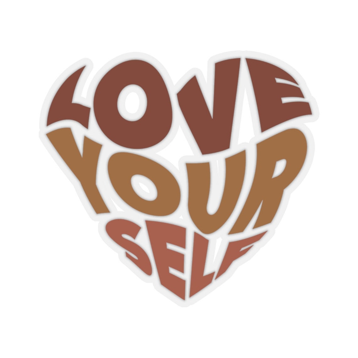 Love Yourself Heart Sticker Brown Etsy Italia