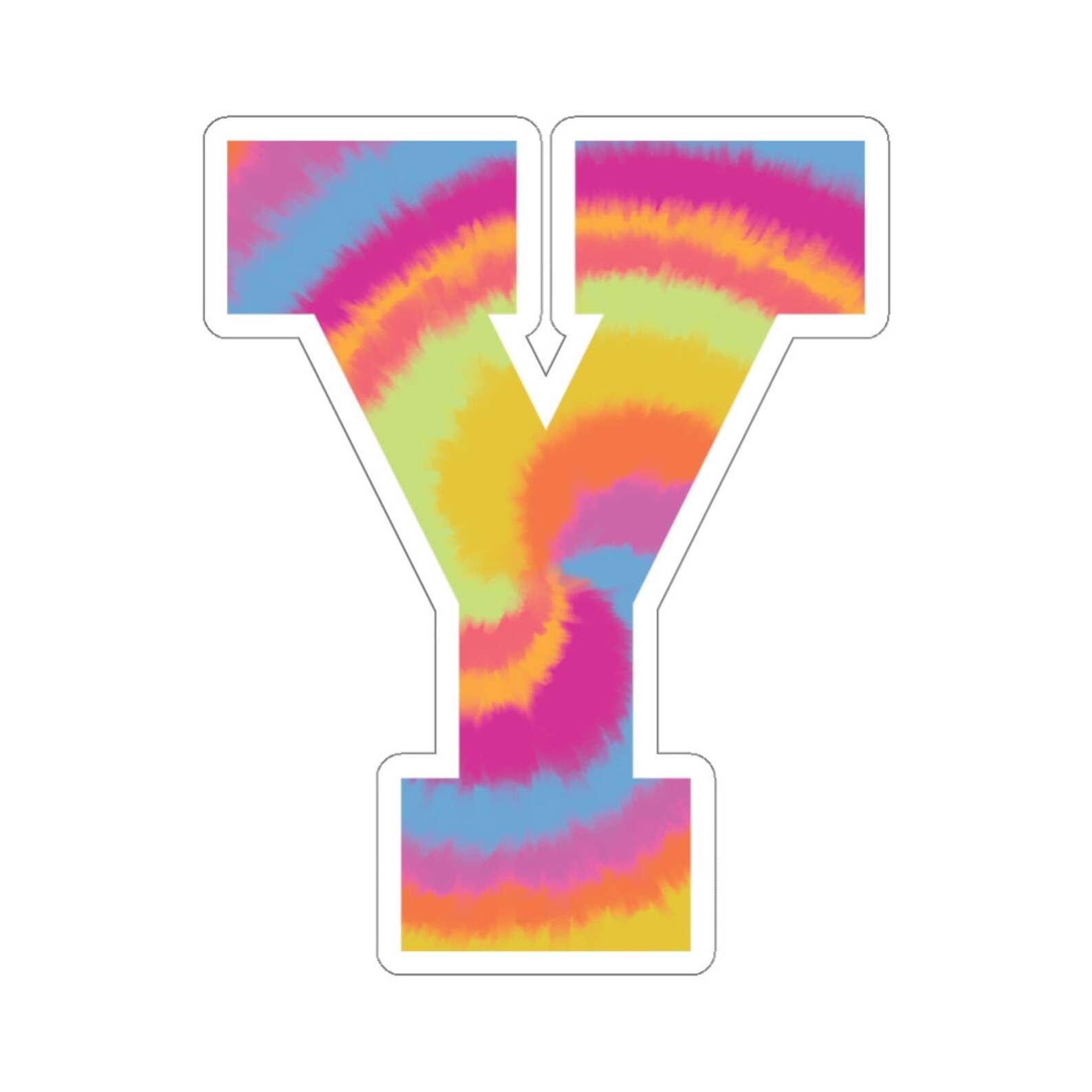 Letter Y Initial Tiedye Monogram Sticker University Etsy