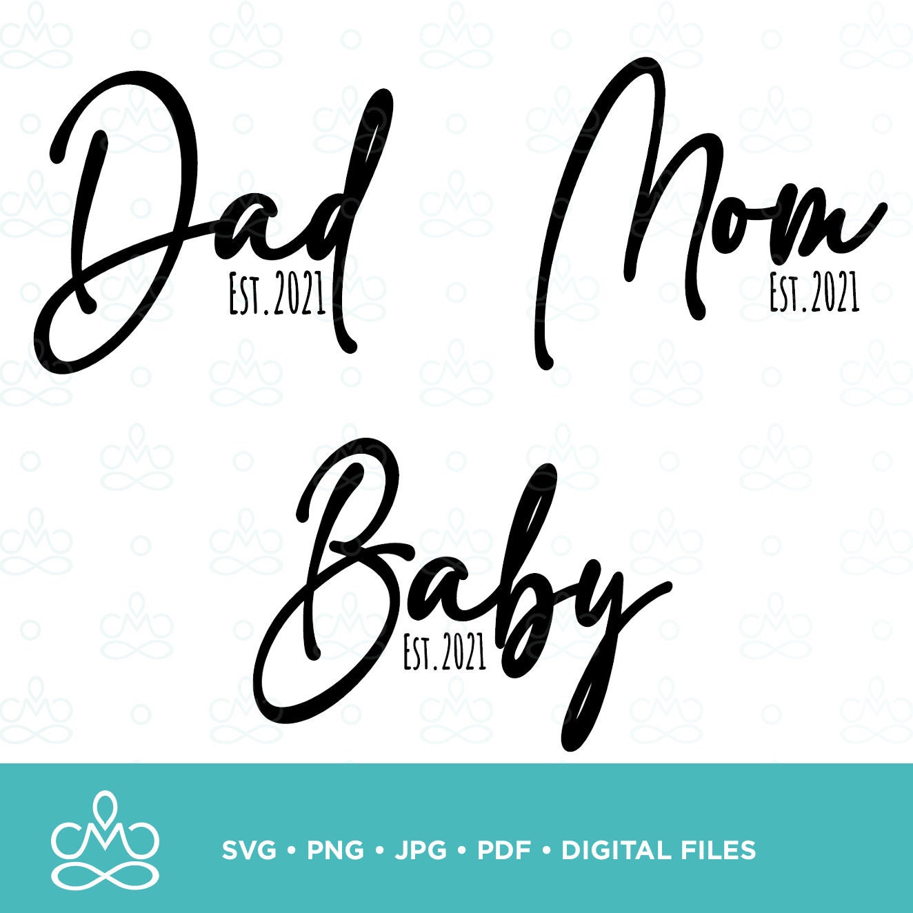 Family Est. 2021 Dad Mom Baby Established 2021 SVG Png | Etsy