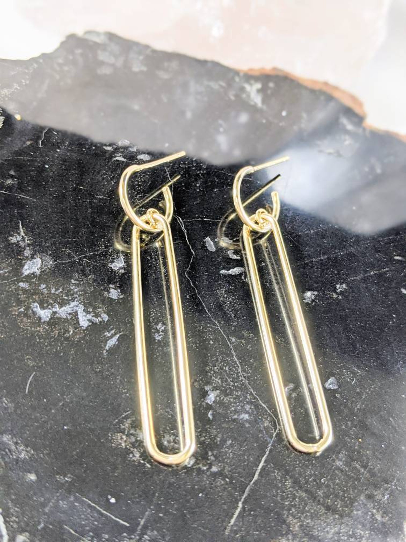 18k Goldfilled Paper Clip Stud Earrings Unique Gift for Her Etsy