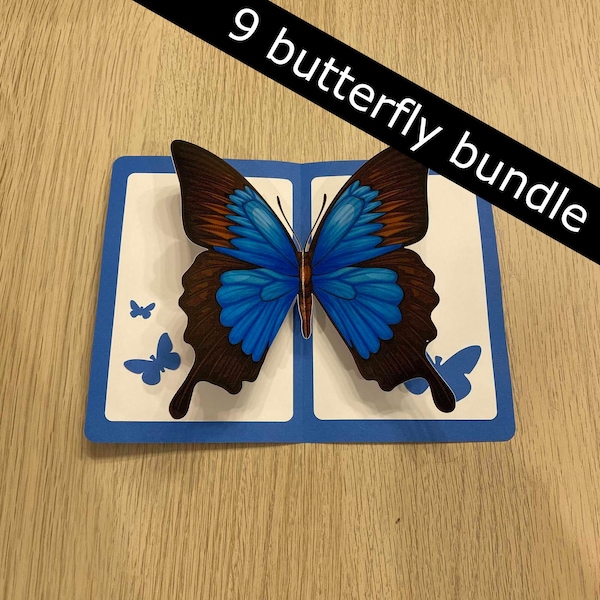 Pop-up card template print and cut - butterfly bundle