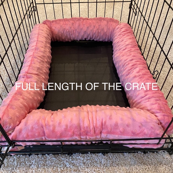 Dog Crate Pillow Bumper in Super Soft Faux Minky - Choose Color