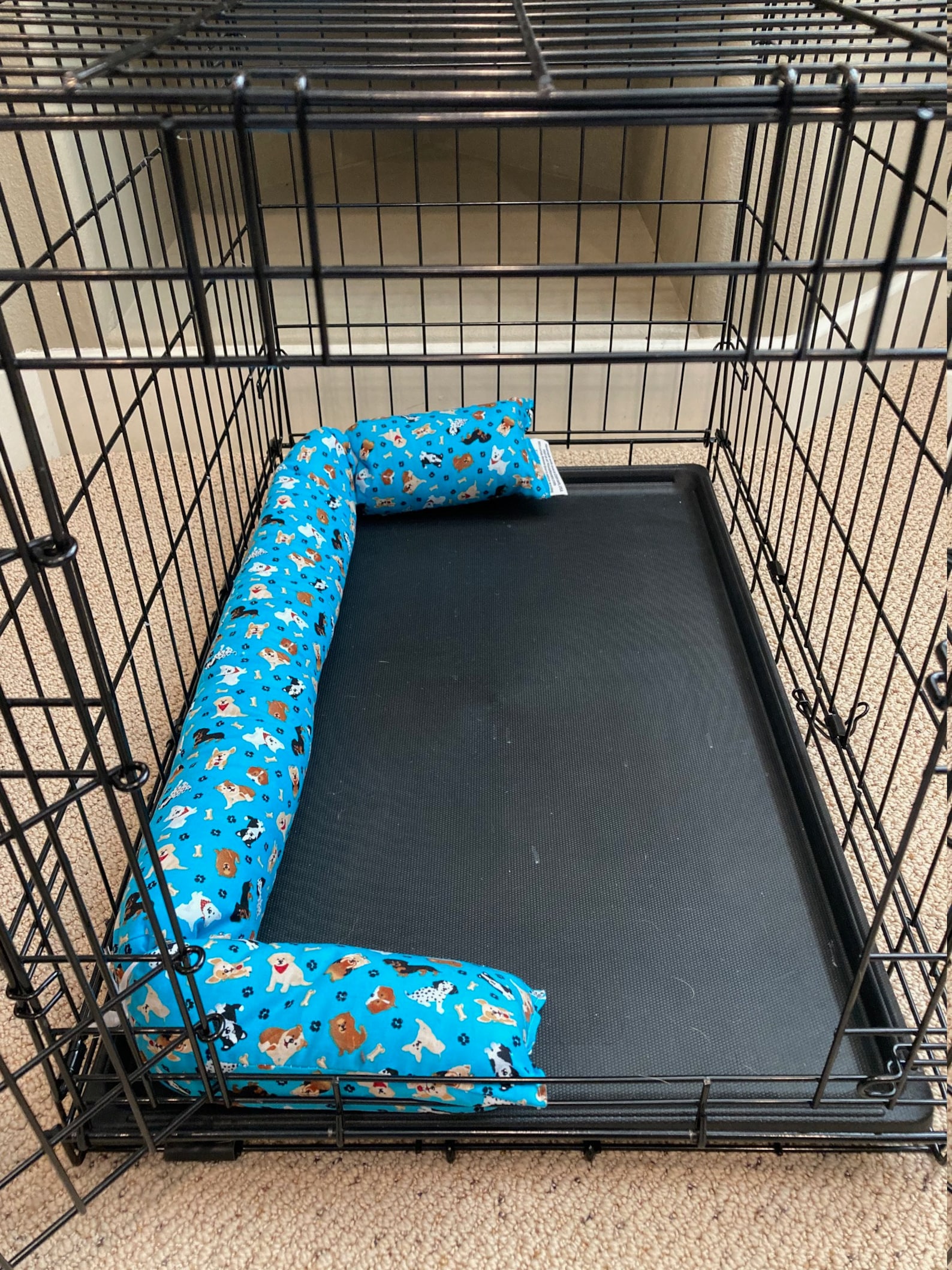 Dog Crate Pillow Bumper in Tranquil Teal fabric Etsy