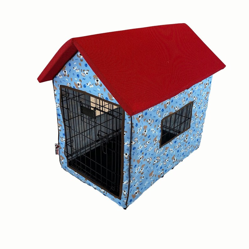 Dog Crate Cover in Barkie Blue Fabric Hound Homes™ Etsy