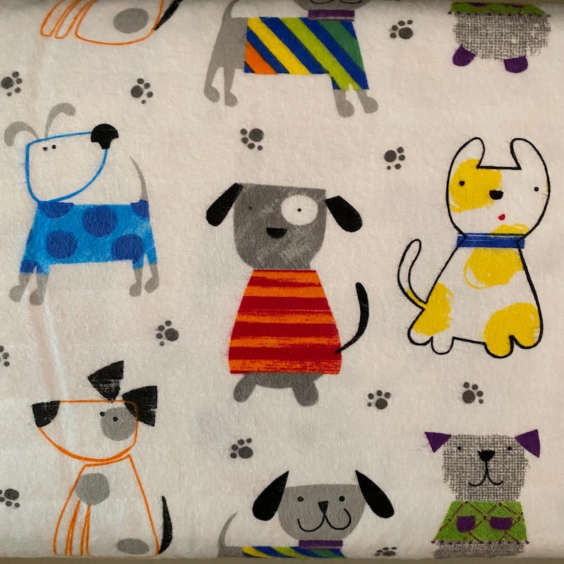 Cute Prints in Flannel Cotton - 44" Width - Choose from several options Cute Dogs