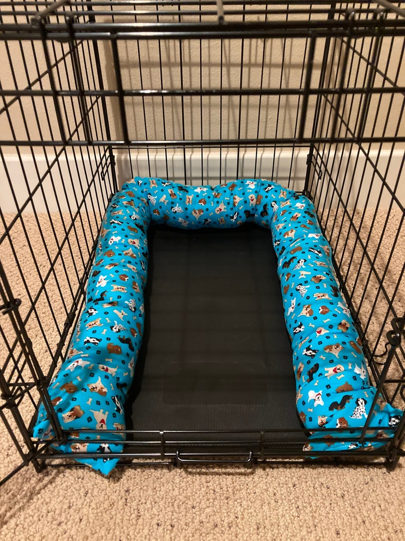 Dog Crate Pillow Bumper in Tranquil Teal Fabric Etsy
