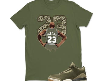 Shirt To Match Jordan 3 Olive, Jordan 3 Family Affair Medium Olive Matching Sneaker Tee Shirt, Sneaker Graphic Tee, Sneaker Match, AJ3s