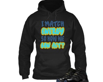 Jordan 11 Gamma Sneaker Match Hoodie Black Retro I Match, Sneaker Shirt Black to Match Jordan 11 Gamma