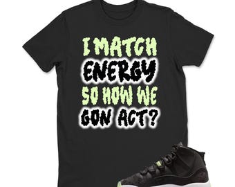 I Match Matching Shirt for Jordan 11 Inner Beast, 11 Inner Beast Sneaker Match Tee, Black Barely Volt Raisin White