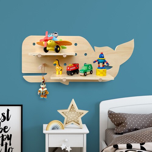 Kids Bookshelf Peg Rail Wood Nursery Shelf Floating Etsy Australia