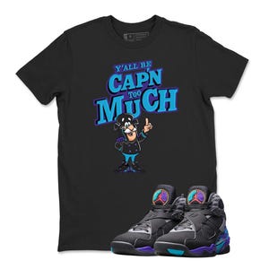 Sneakerhead C Captain Jordan 8 Aqua Matching Sneaker TShirt, Sneaker Label Jordan 8 Aqua Matching Sneaker T Shirt, Sneaker Jordan 8 Aqua tee