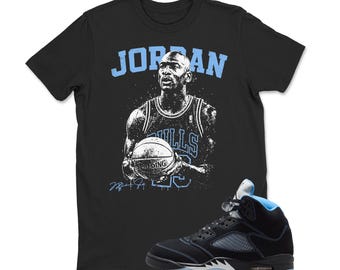 Sneaker Shirt Black to Match Jordan 5 Black University Blue , AJ 5 Black University Blue White  2026 T Shirt Adults & Kid Clothing