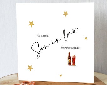 6x7.5 Inches C60 Son-In-Law White With Silver Foil Birthday Greeting Card 6x7.5 Inches C60 Son-In-Law White With Silver Foil Birthday Greeting Card