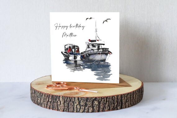 Carte Danniversaire Pour Lui Bateaux Bateaux De Peche Etsy Canada