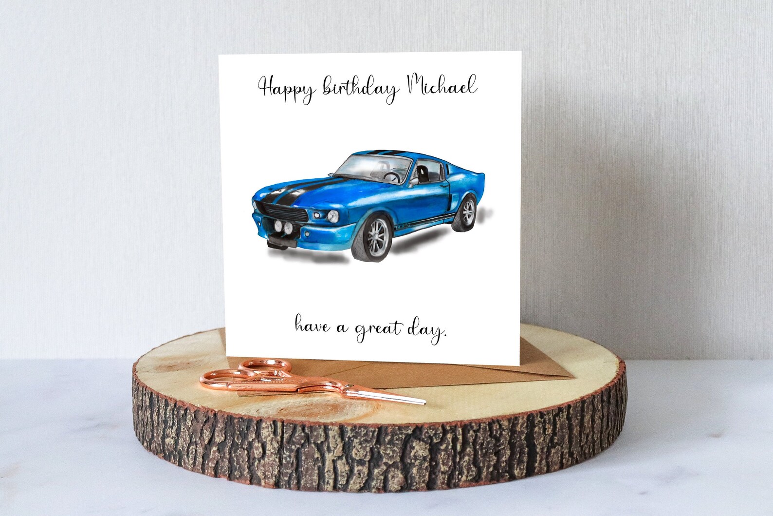Birthday card for him. Mustang GT500. Happy birthday add | Etsy