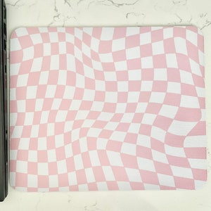Pink checkerboard mouse pad, office mouse pad, computer mouse pad