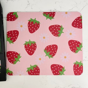 Strawberry mouse pad, computer accessories, mouse pad, office decor, laptop mouse pad