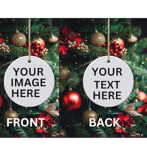 Custom photo ornament, Personalized ceramic ornament, Double sided ornament, Christmas Ornament