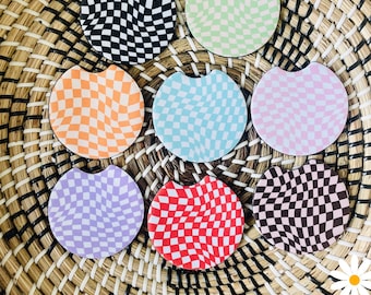 Checkerboard set coaster | car coaster | set of 2 car coaster | car accessories