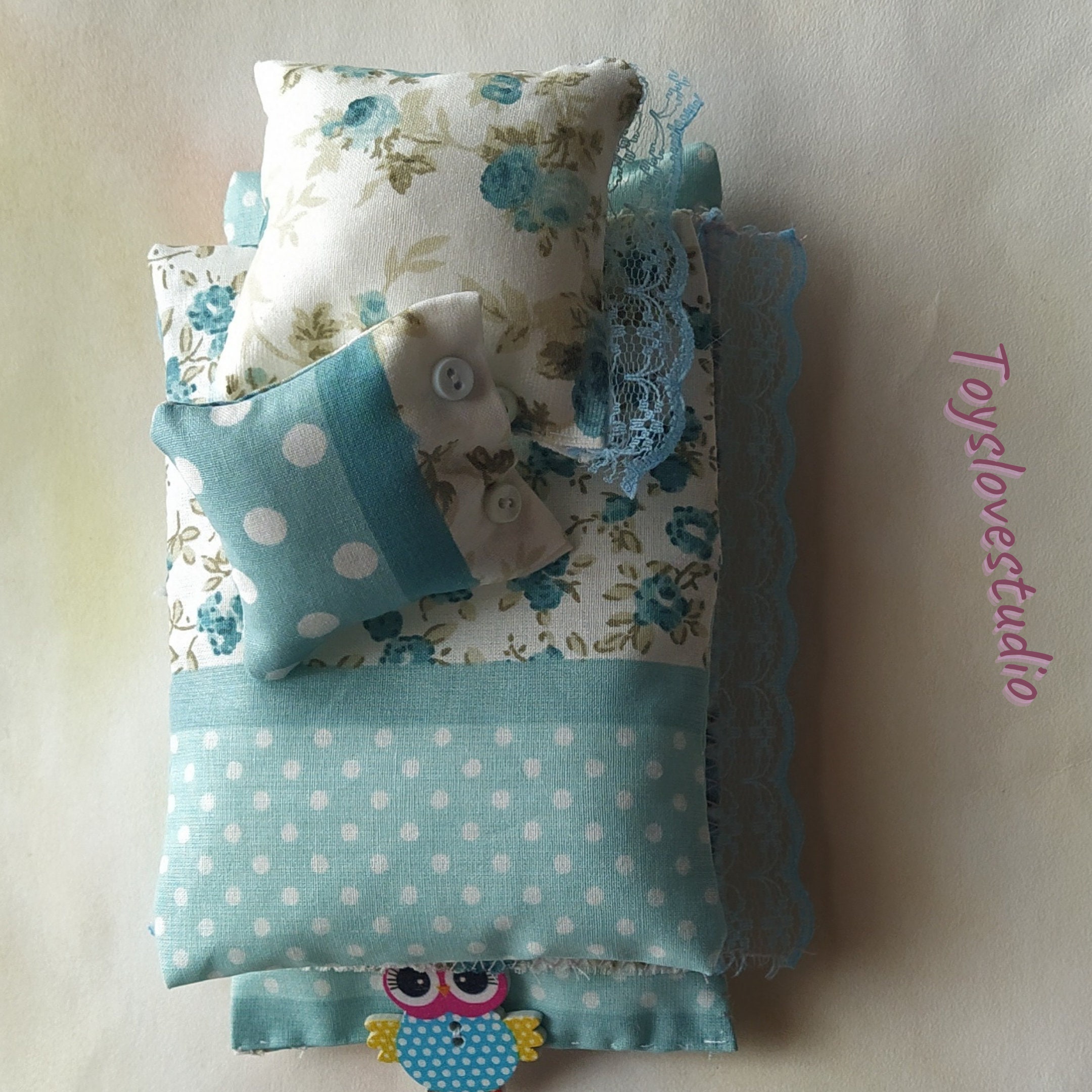 Baby doll blanket and pillow Dollhouse bed set Dolls bedding Etsy