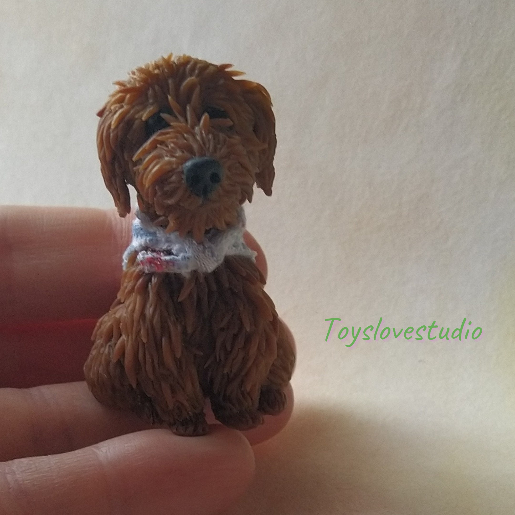 Miniature Dog sculptures Polymer clay dog Brown dog figurine Etsy
