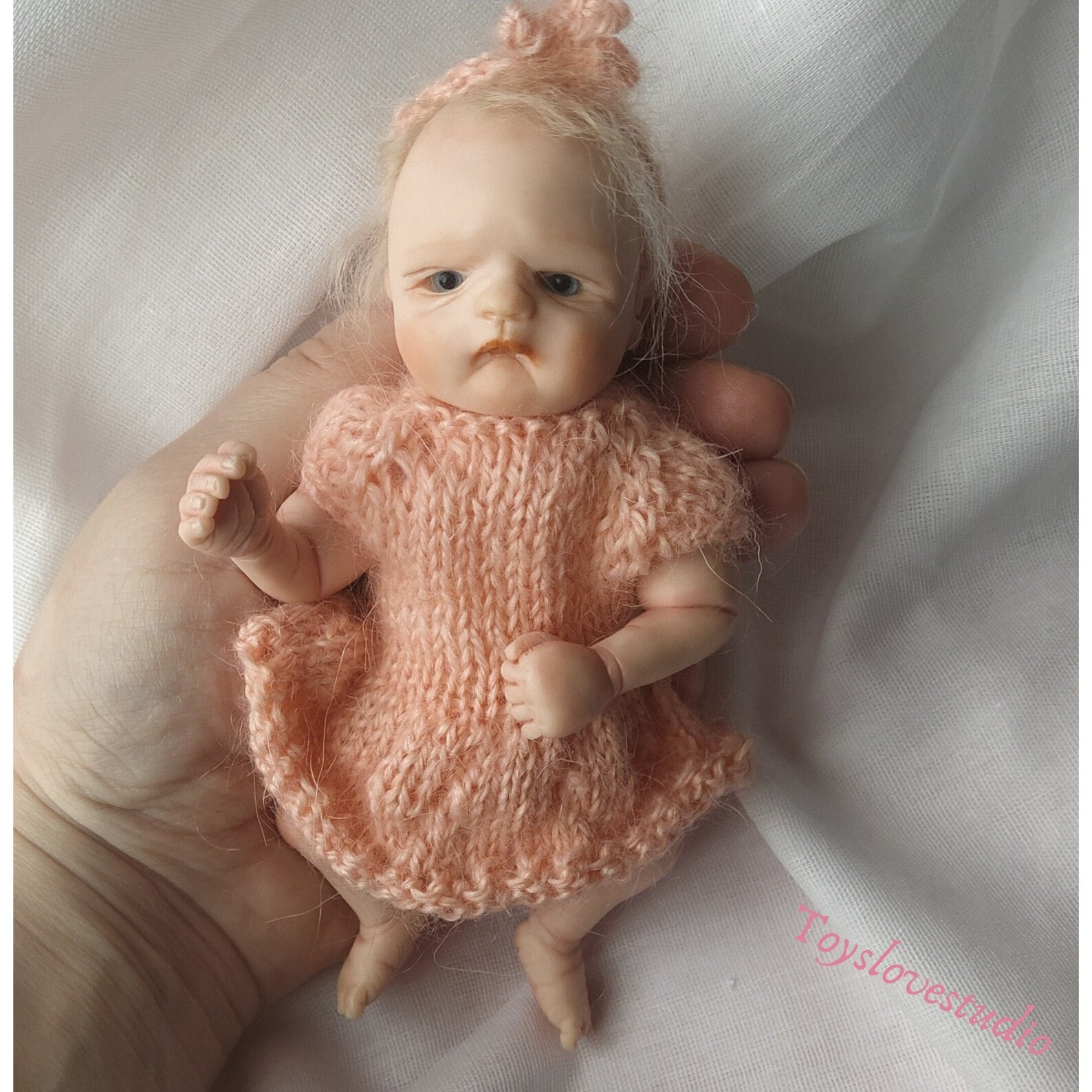 Polymer clay baby doll Miniature reborn girl newborn 5.5 Etsy