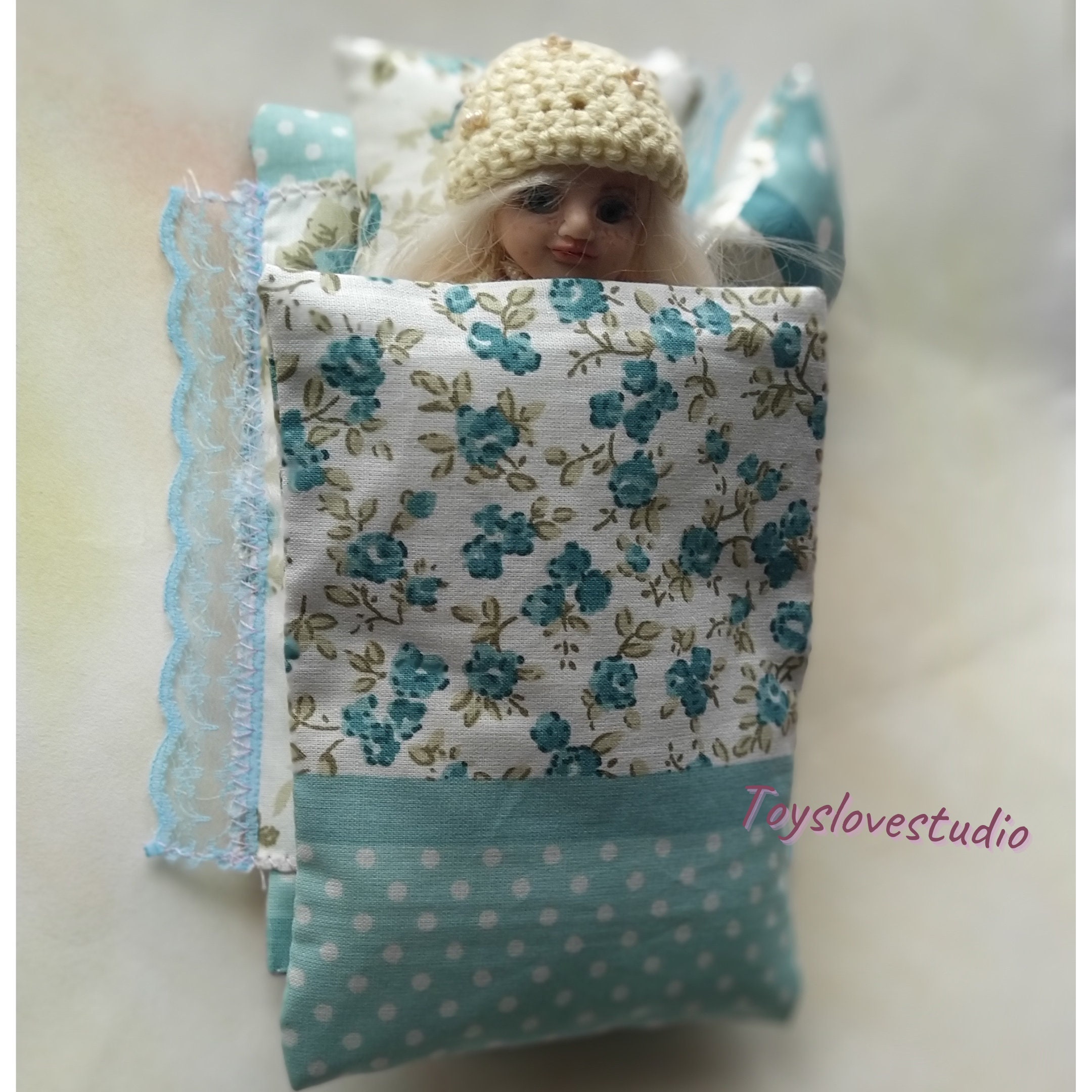 Baby doll blanket and pillow Dollhouse bed set Dolls bedding Etsy