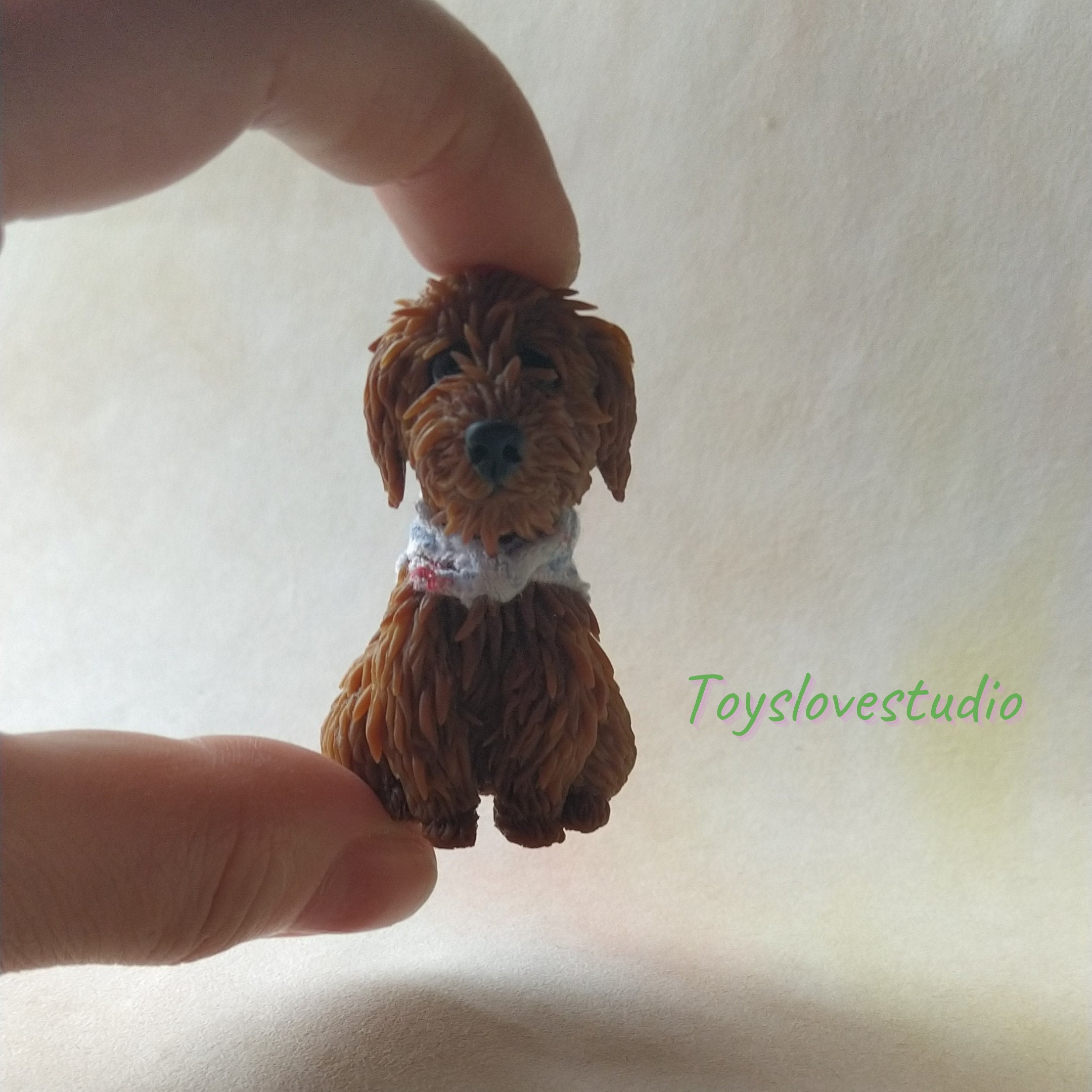 Miniature Dog sculptures Polymer clay dog Brown dog figurine Etsy