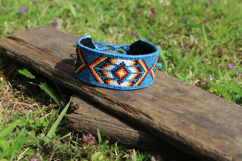 Modern  Textile Jewellery Pattern Native American Cuff Cross Stitch Pattern Embroidered Bracelet Easy Cross Stitch Wrist Cuff Tutorial