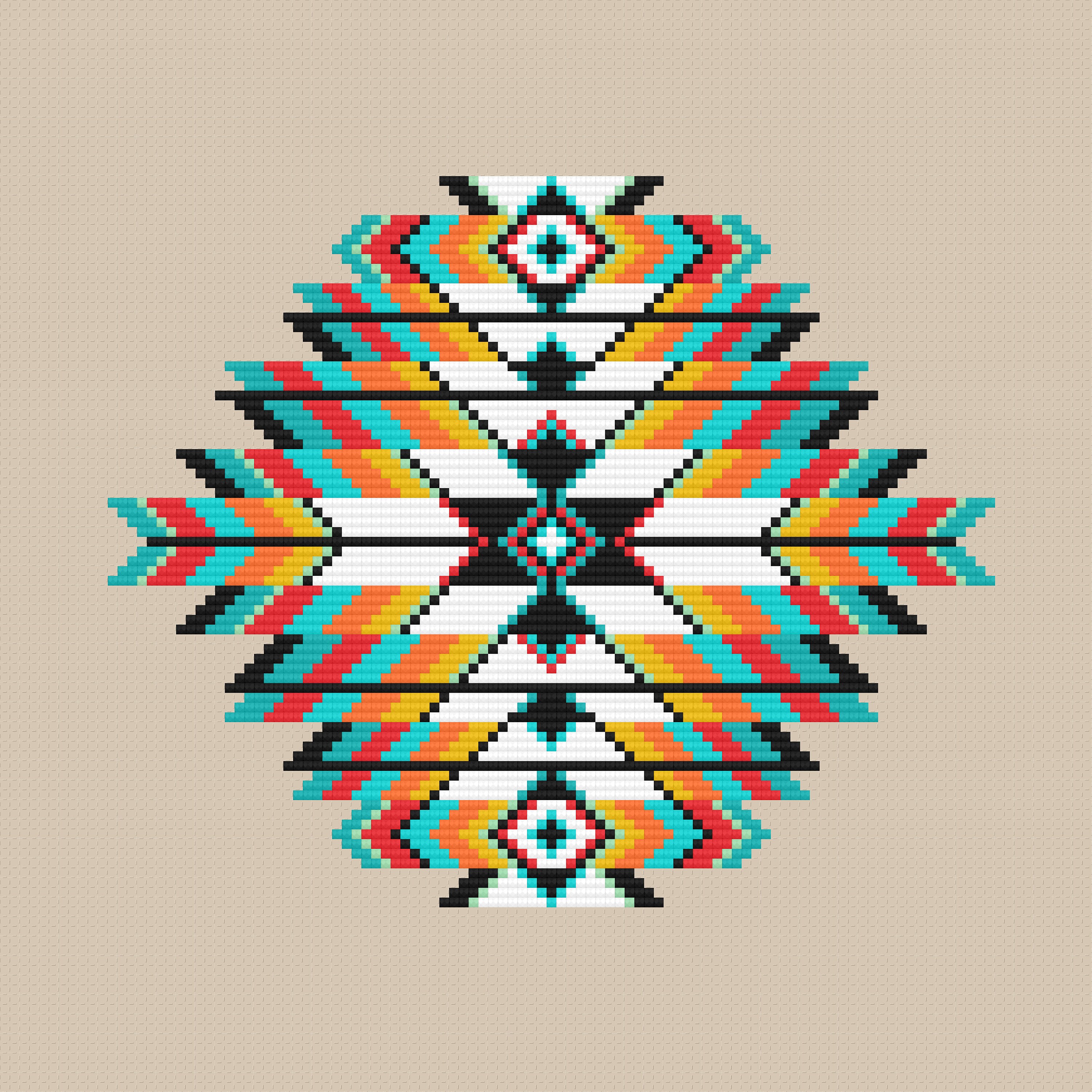 Traditional Native American Cross Stitch Wall Art Pattern | Etsy