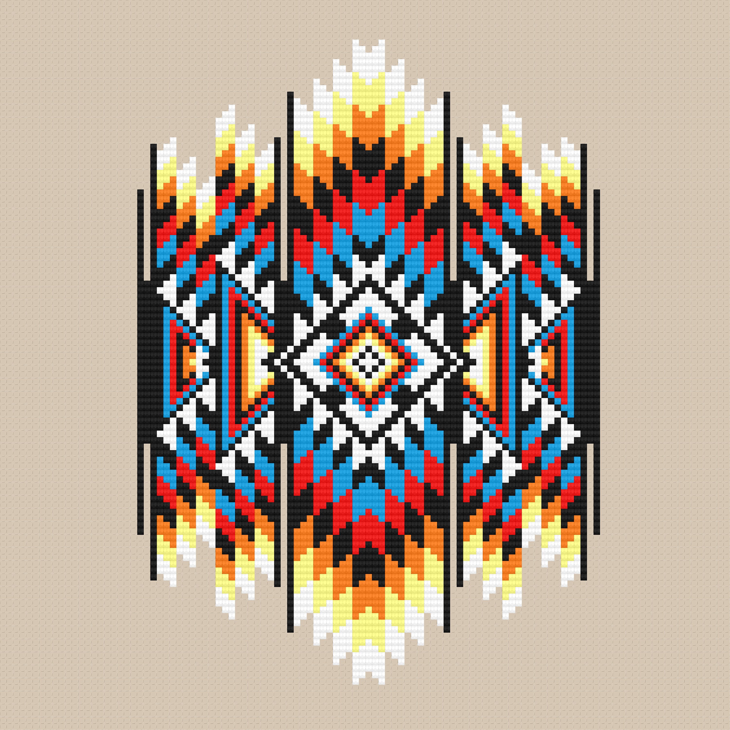 Traditional Native American Cross Stitch Wall Art Pattern Etsy