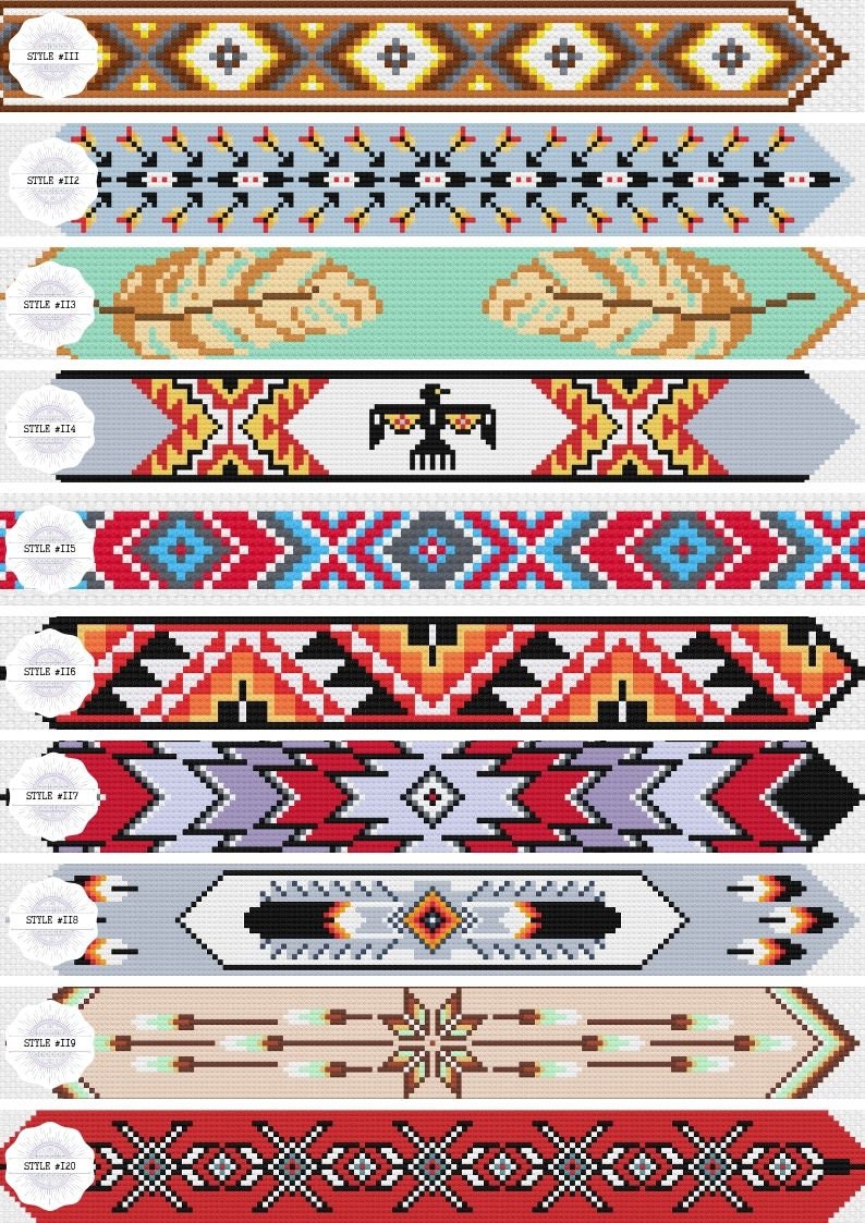 native-american-style-headband-cross-stitch-pattern-easy-etsy